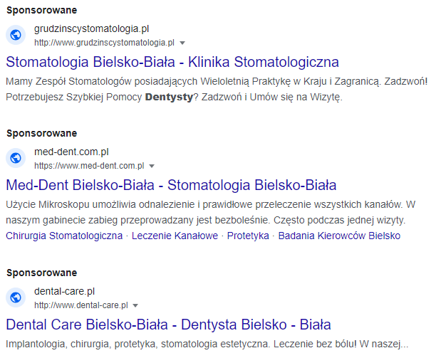 reklama google ads na liście wyników wyszukiwania